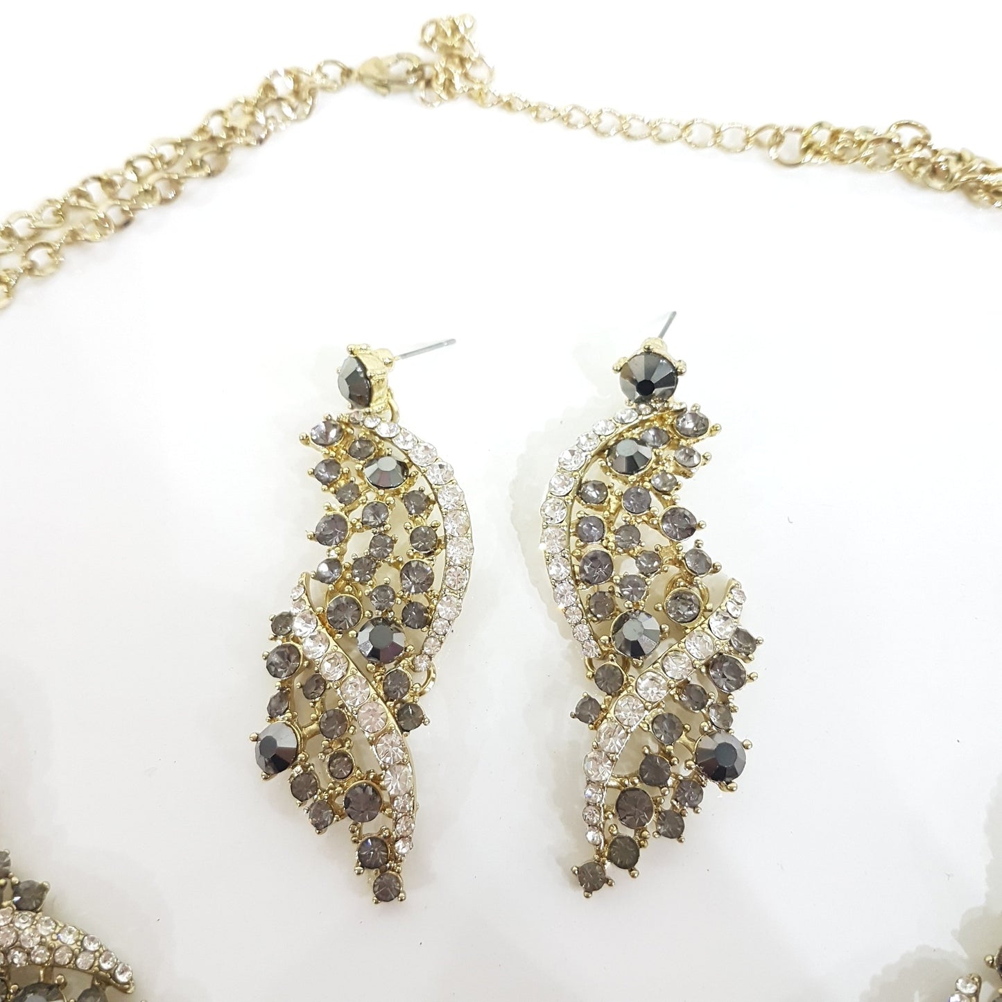 Grey Rhinestone Jewellery Set