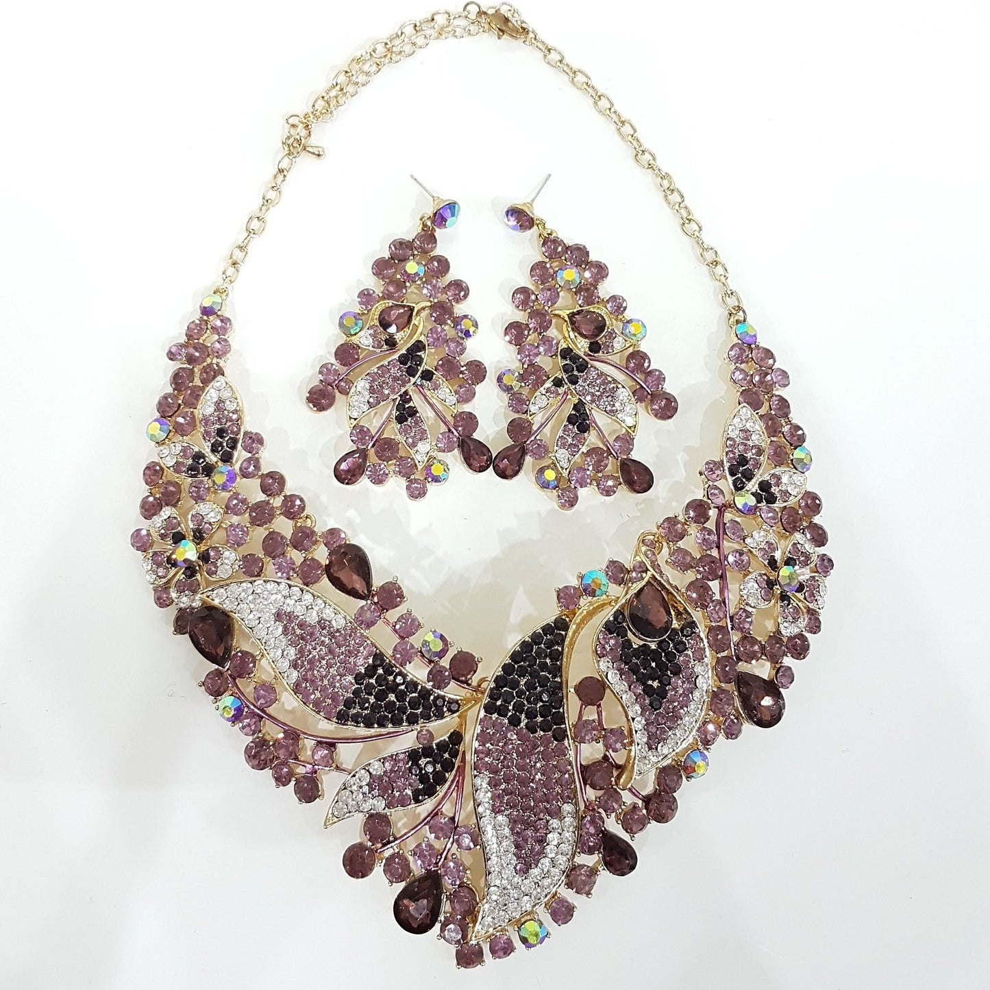 Purple Rhinestone Jewellery Set