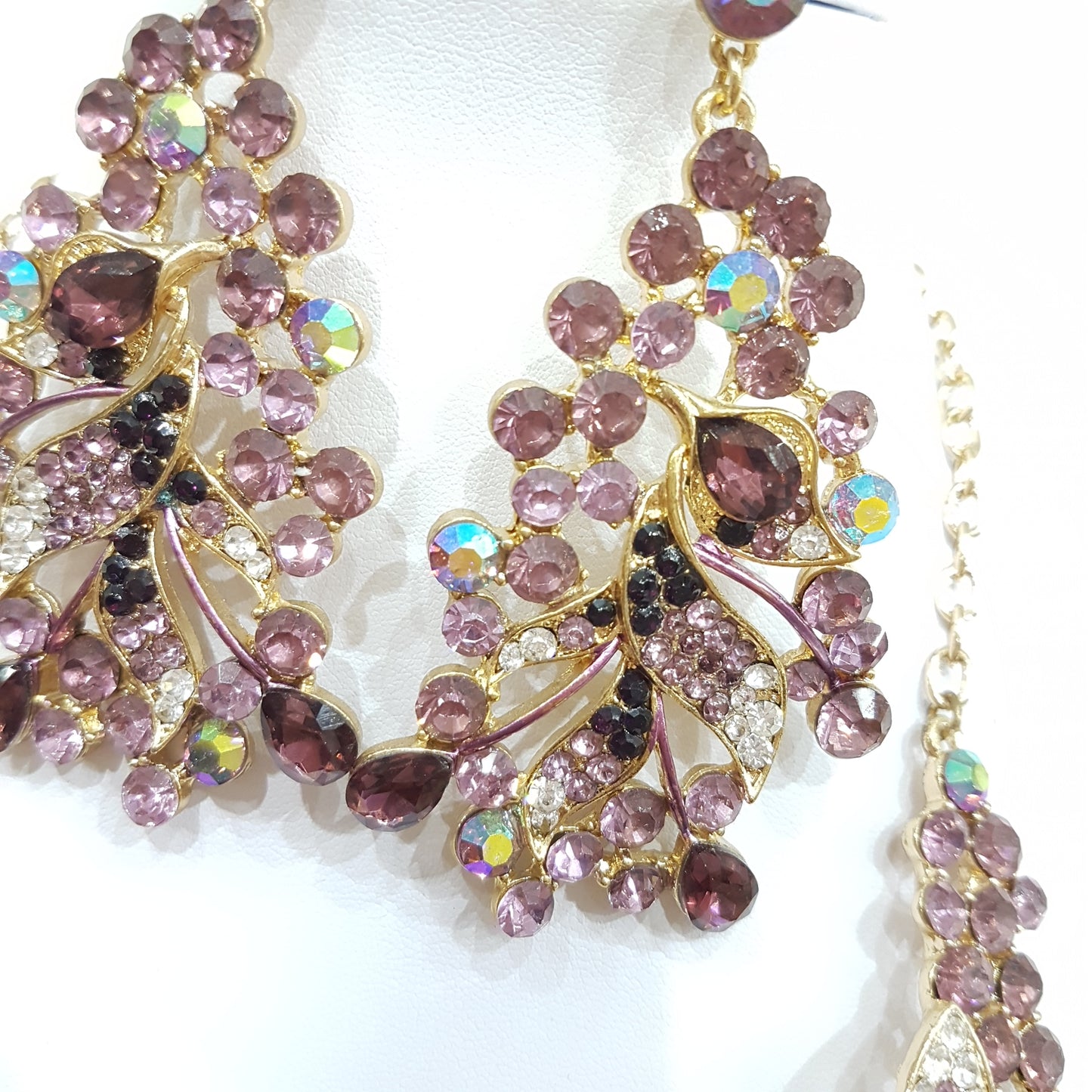 Purple Rhinestone Jewellery Set