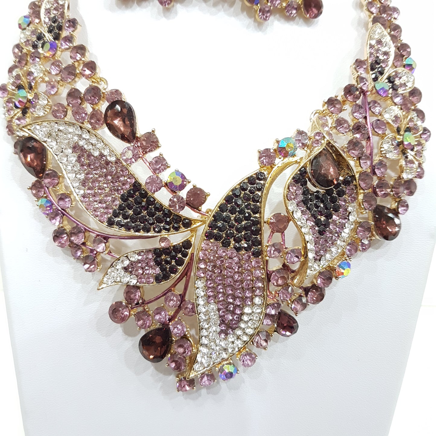 Purple Rhinestone Jewellery Set