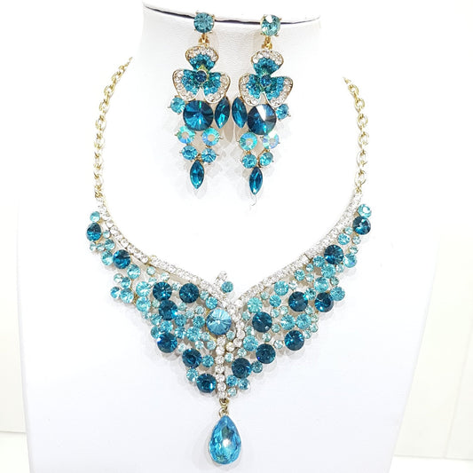 Blue Rhinestone Jewellery Set