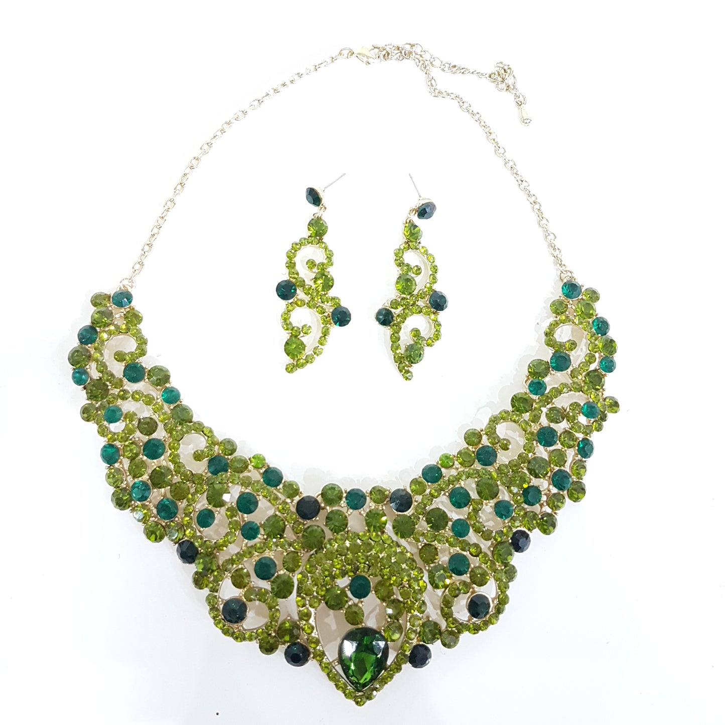 Green Rhinestone Jewellery Set