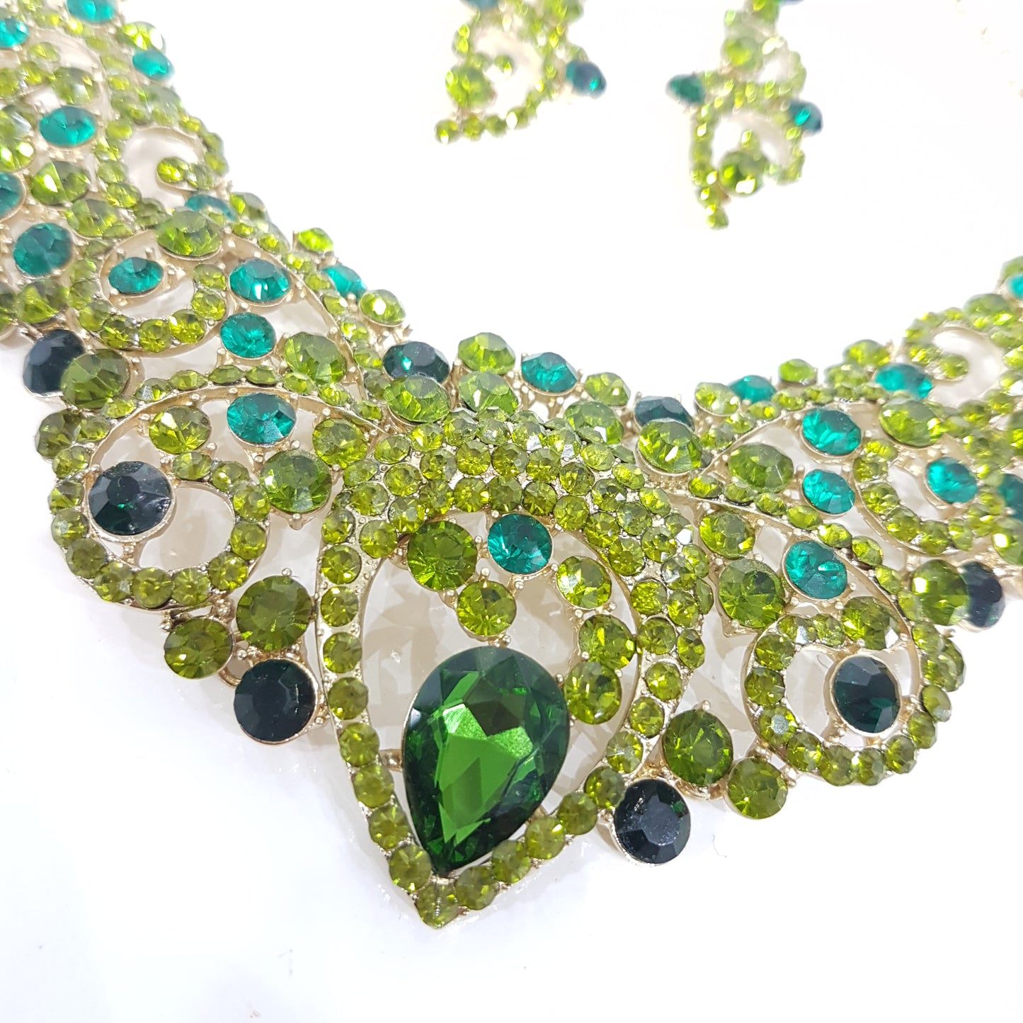 Green Rhinestone Jewellery Set