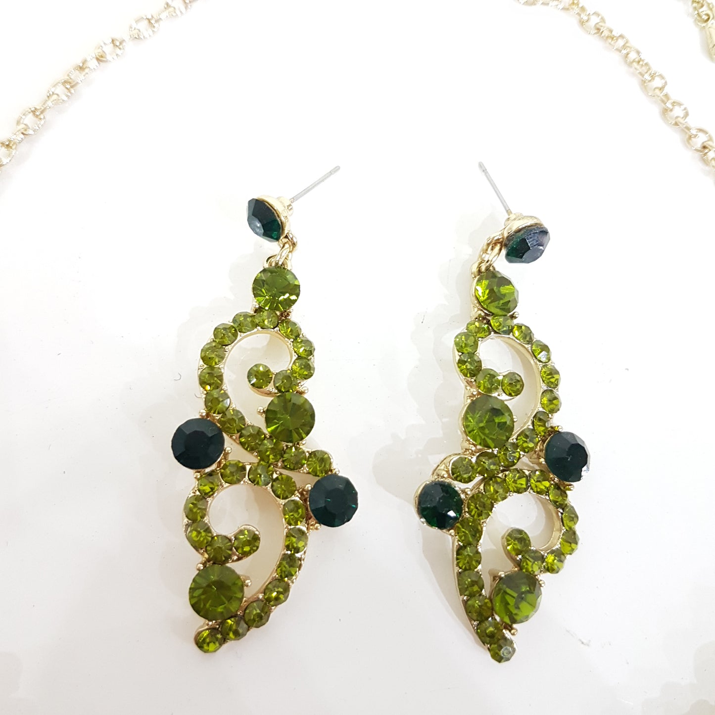 Green Rhinestone Jewellery Set
