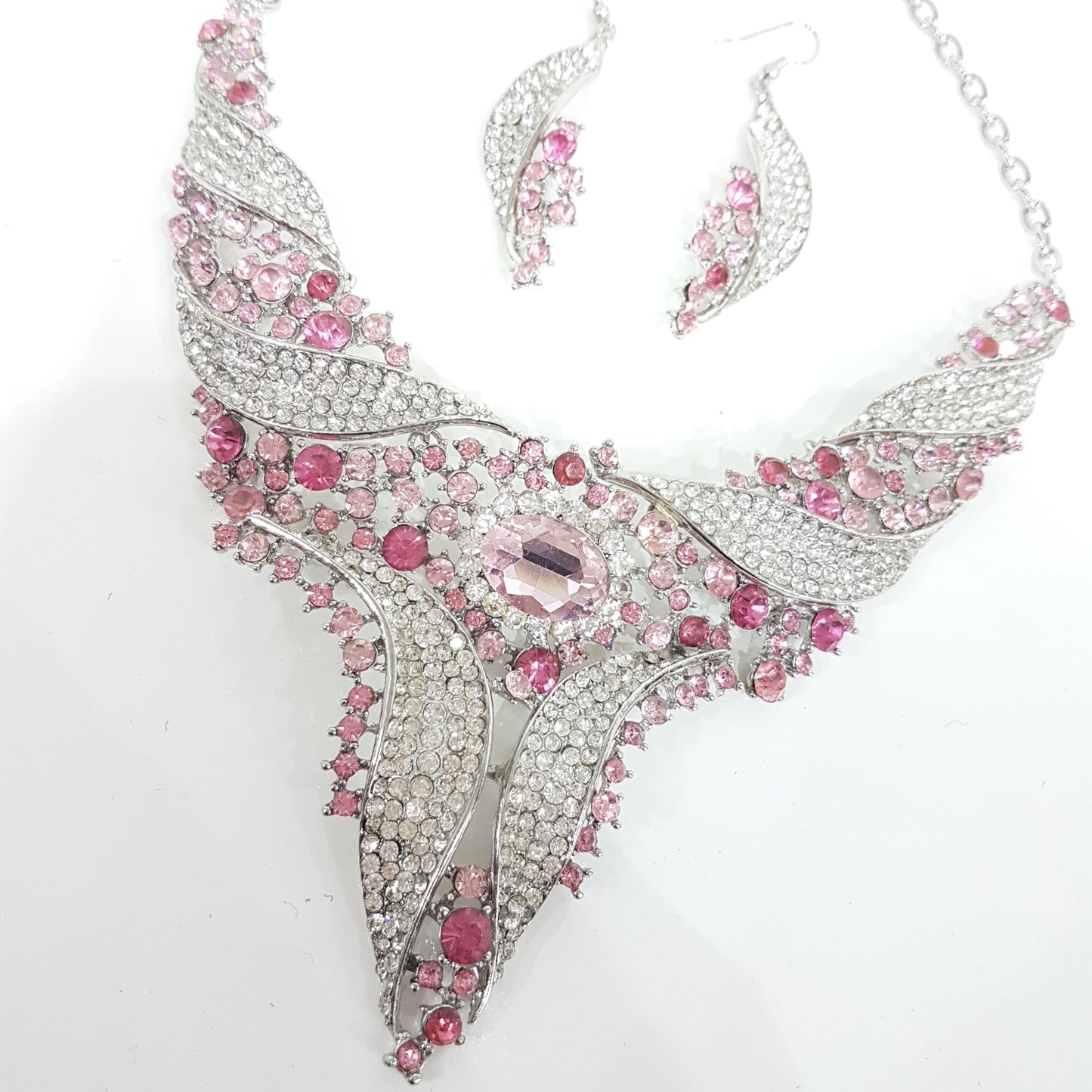 Pink and Crystal Rhinestone Jewellery Set