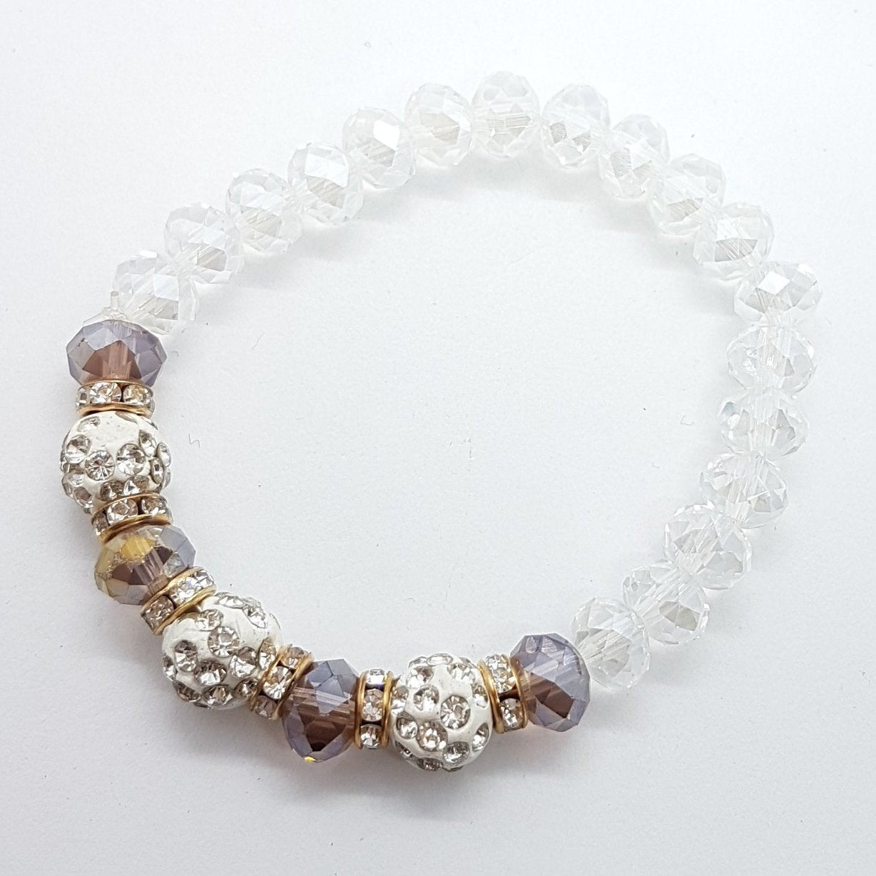 Purple Crystal Stretch Beaded Bracelet