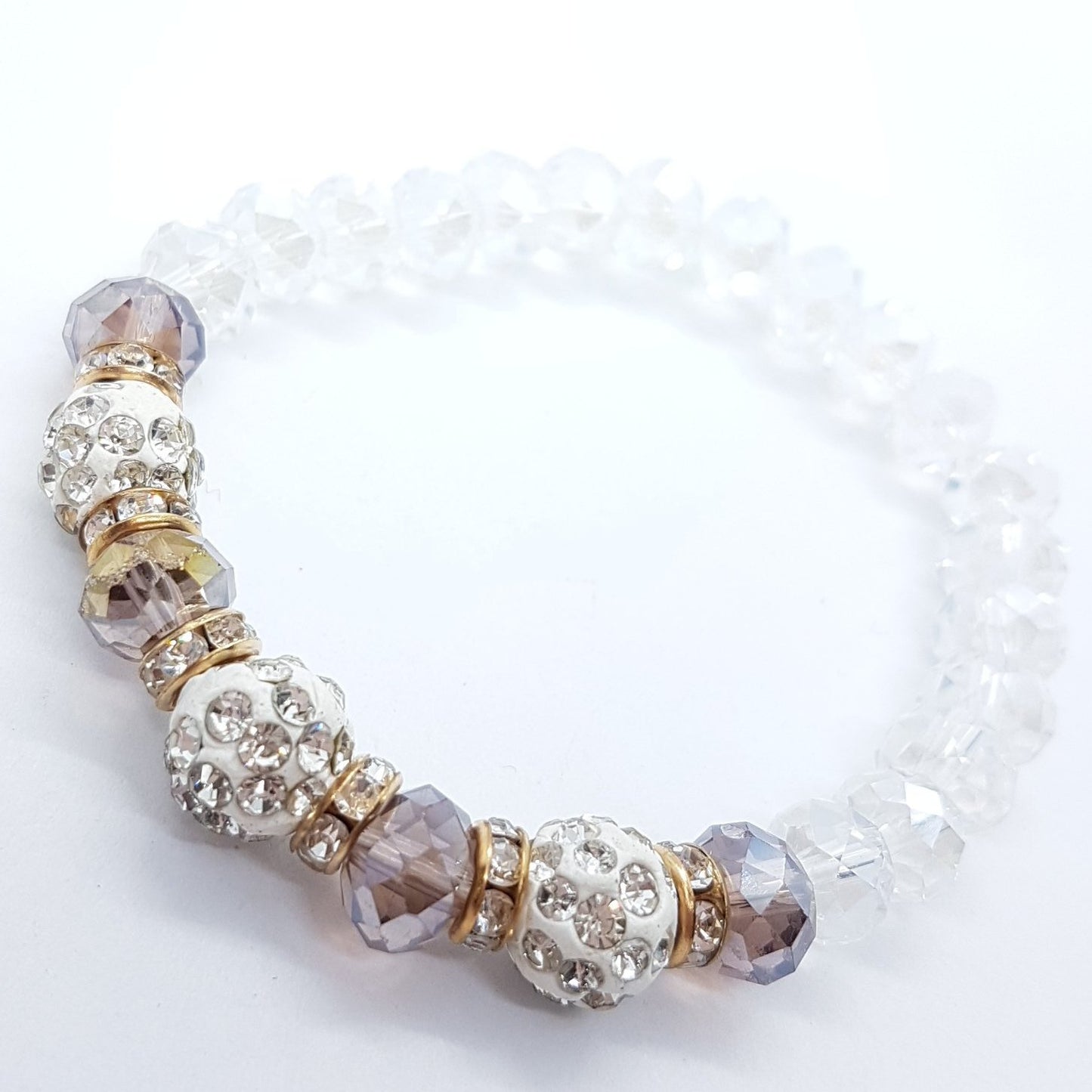 Purple Crystal Stretch Beaded Bracelet