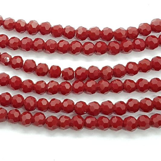 Maroon Red Round Crystal Beads