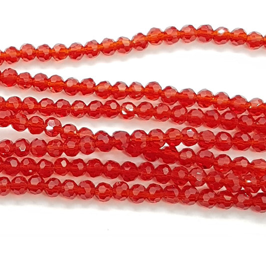 200pc Red Round Crystal Beads