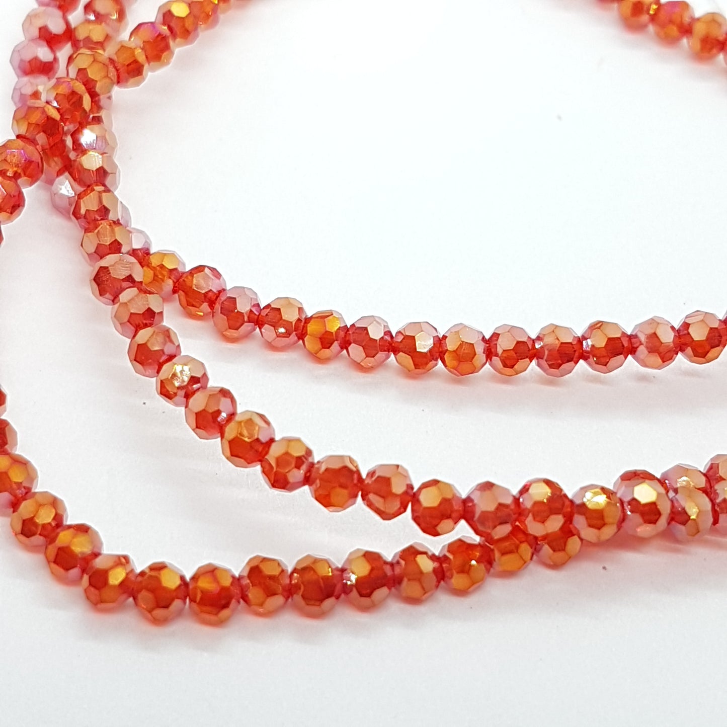 200pc Red Round Crystal Beads