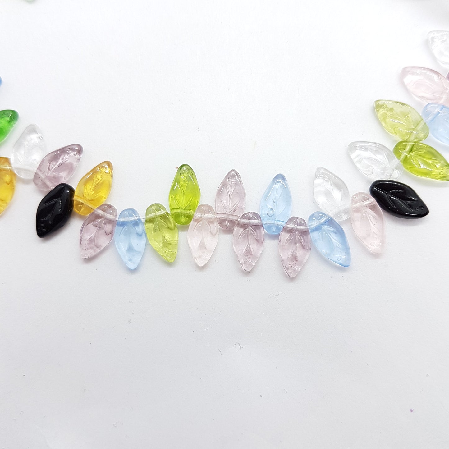 25pc Czech Pressed Glass Leaves Mix