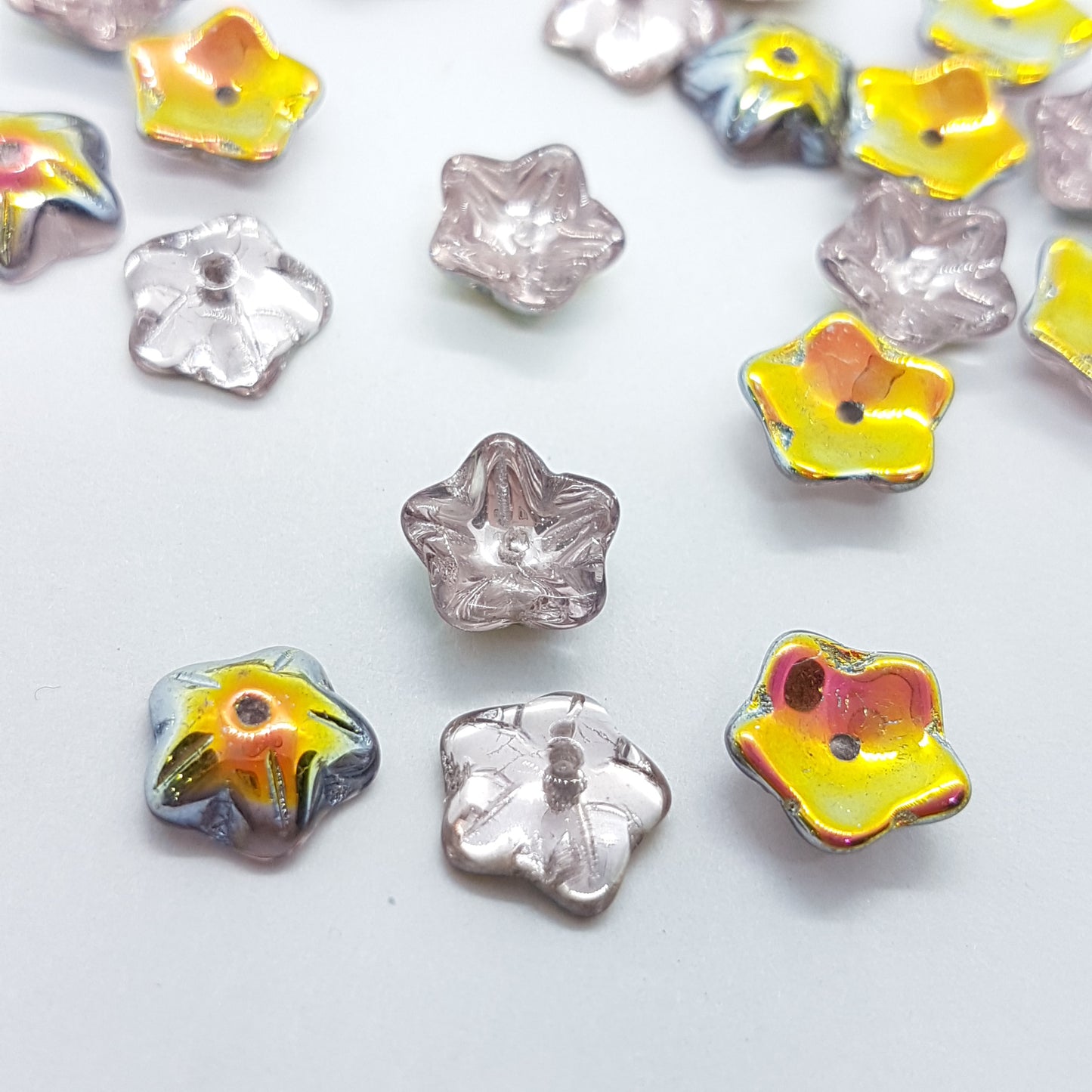 25pc Czech 10mm Star Flower Beads