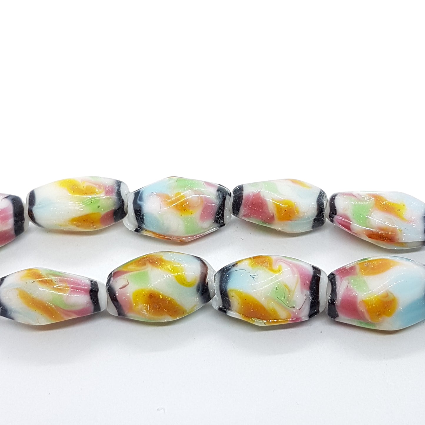 Colourful Rectangle Lampwork Glass Beads