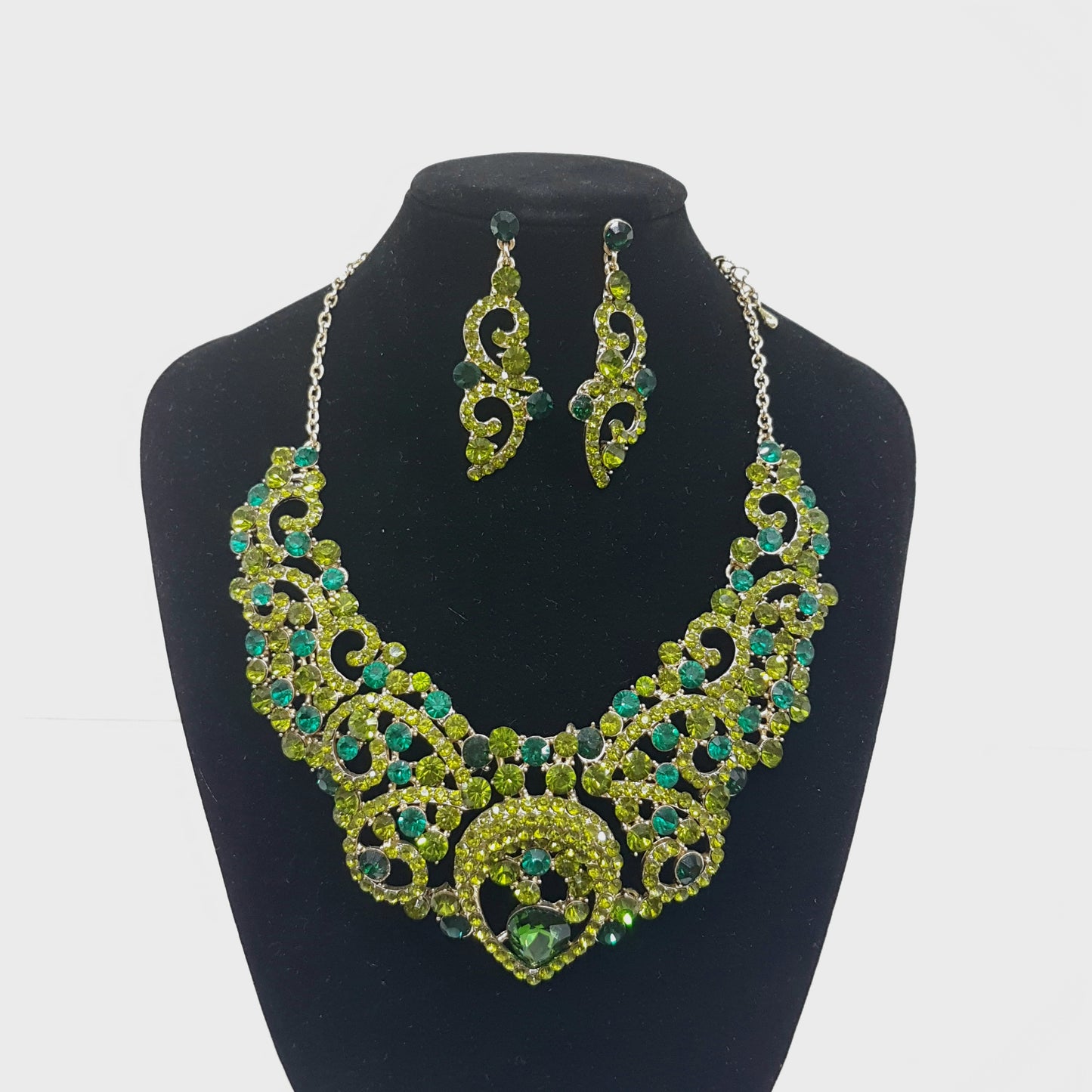 Green Rhinestone Jewellery Set