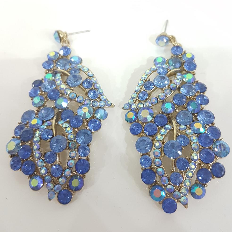 Statement Blue Rhinestone Necklace Set