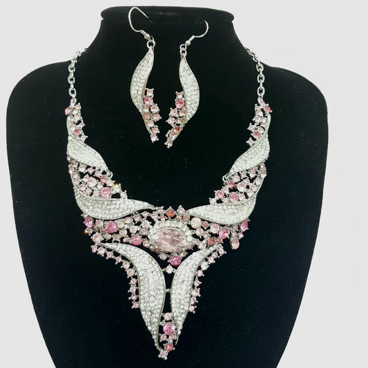 Pink and Crystal Rhinestone Jewellery Set