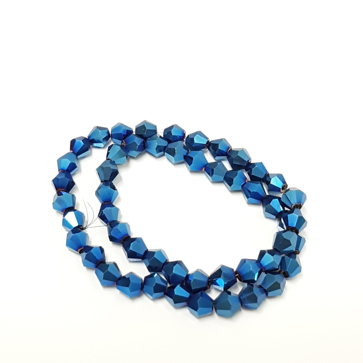 6mm Metallic Blue Glass Bicones