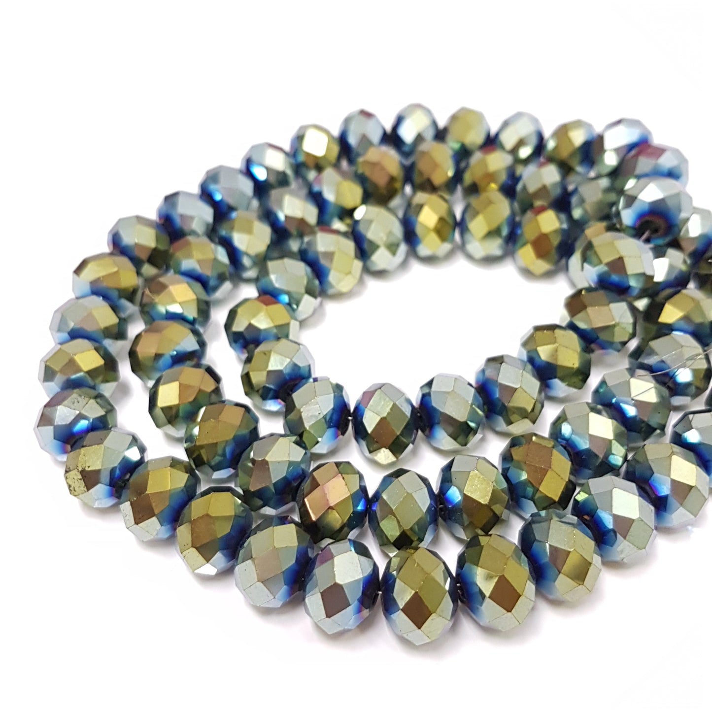 Large Metallic Crystal Rondelle Beads