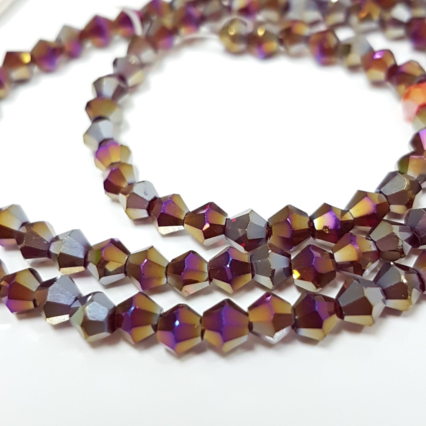 4mm Red AB Crystal Glass Bicones