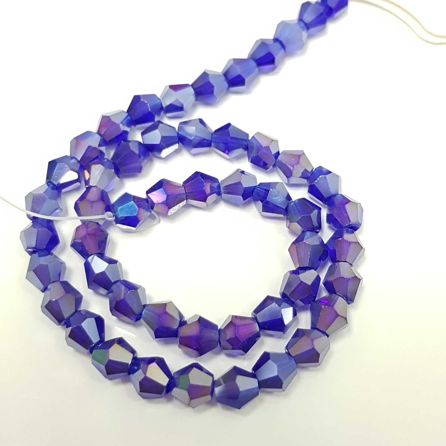 6mm Blue AB Glass Bicones