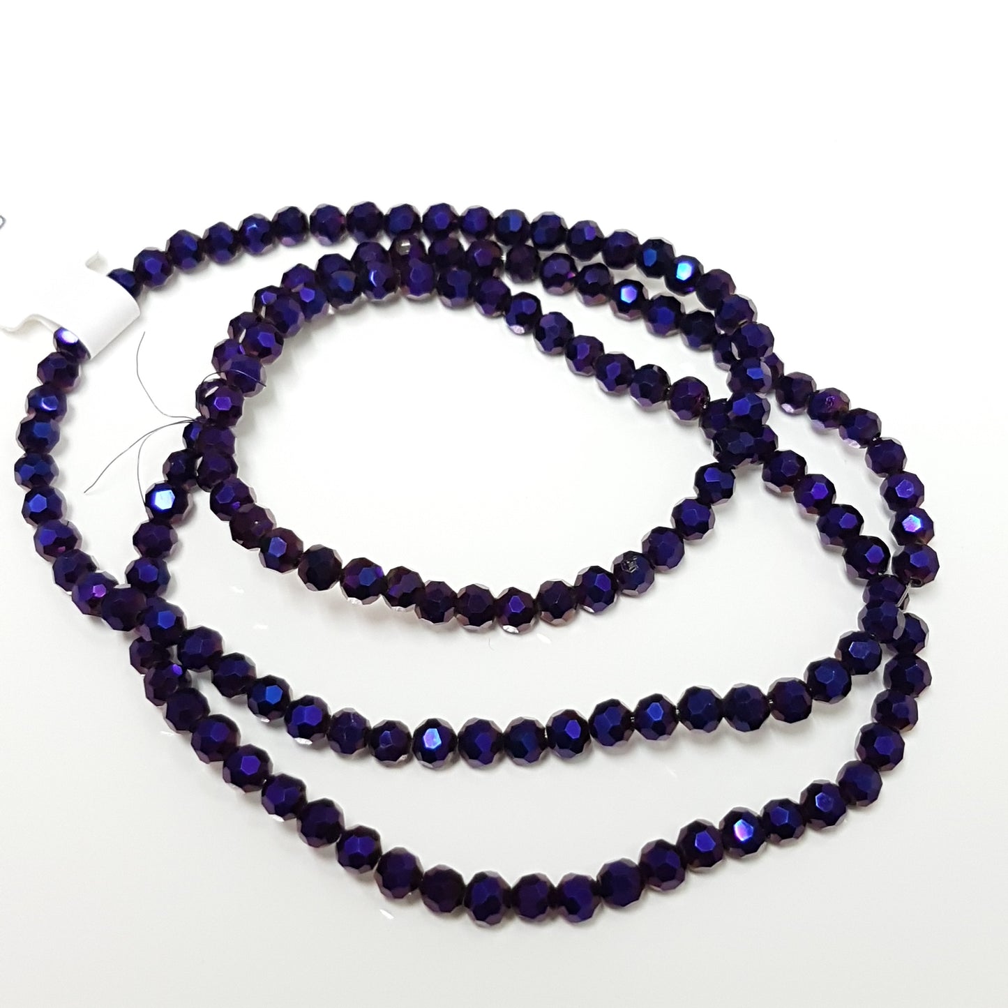 Purple Electroplated Round Crystal Beads