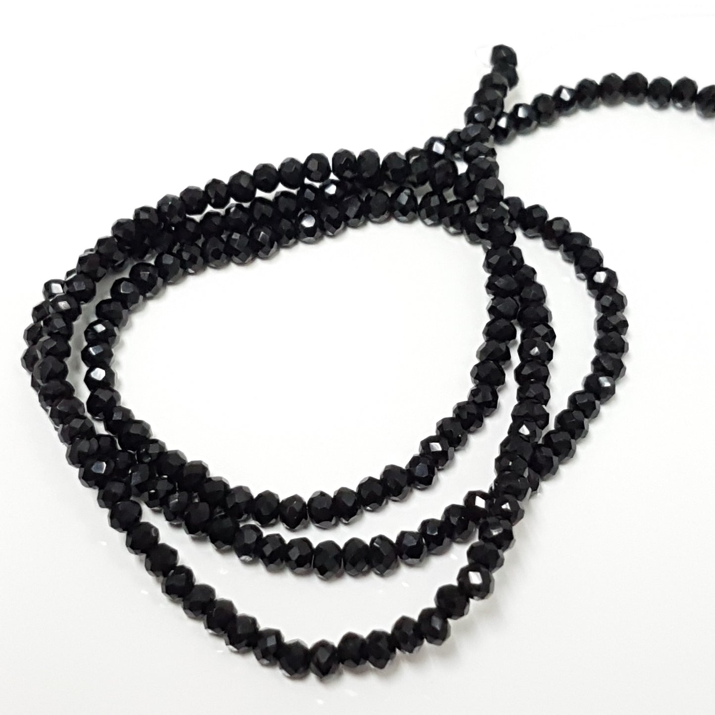 Tiny Black Crystal Rondelle Beads