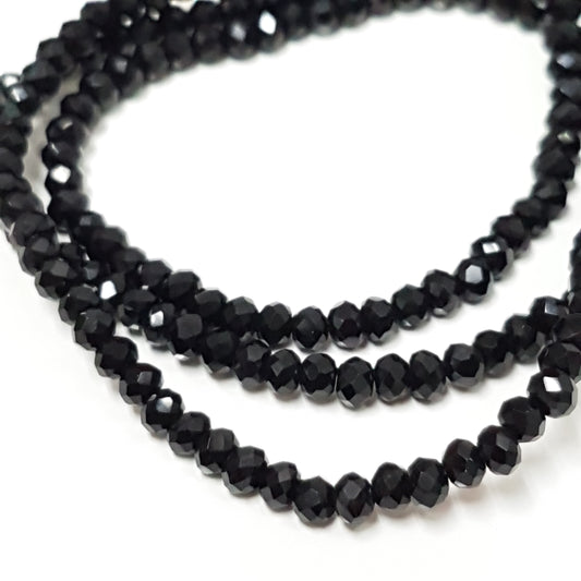 Tiny Black Crystal Rondelle Beads