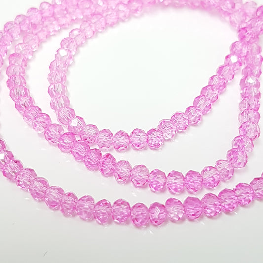 2.5mm Pink Crystal Rondelle Beads