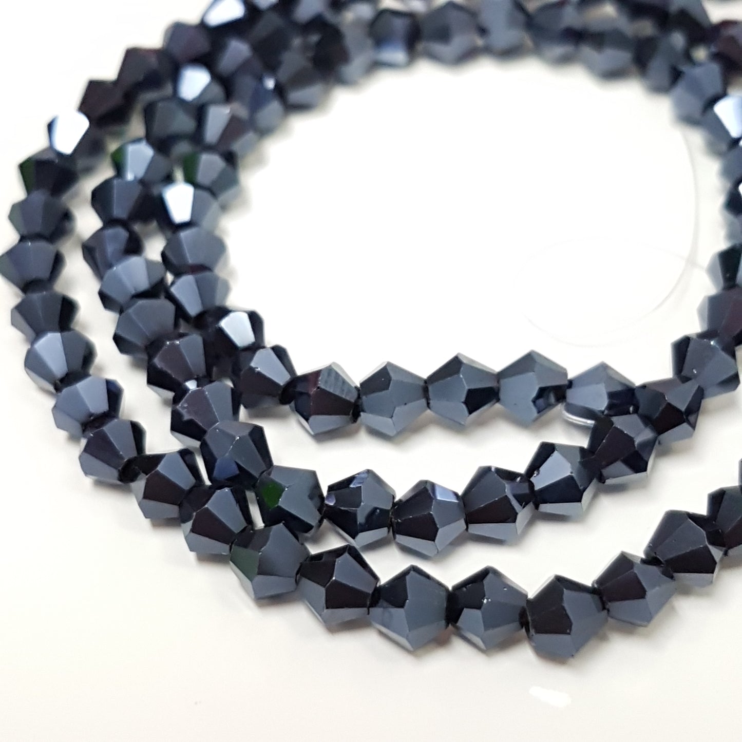 4mm Black Crystal Glass Bicones