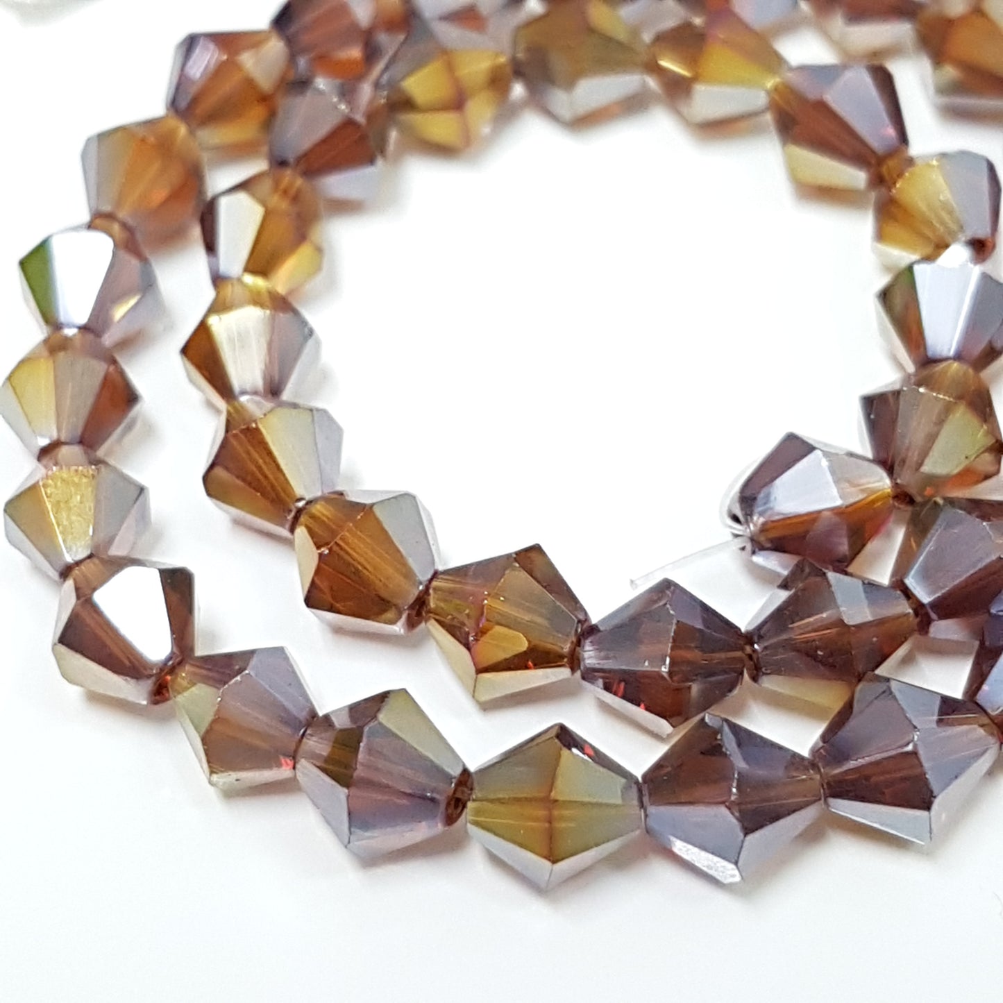 6mm Brown AB Glass Bicones