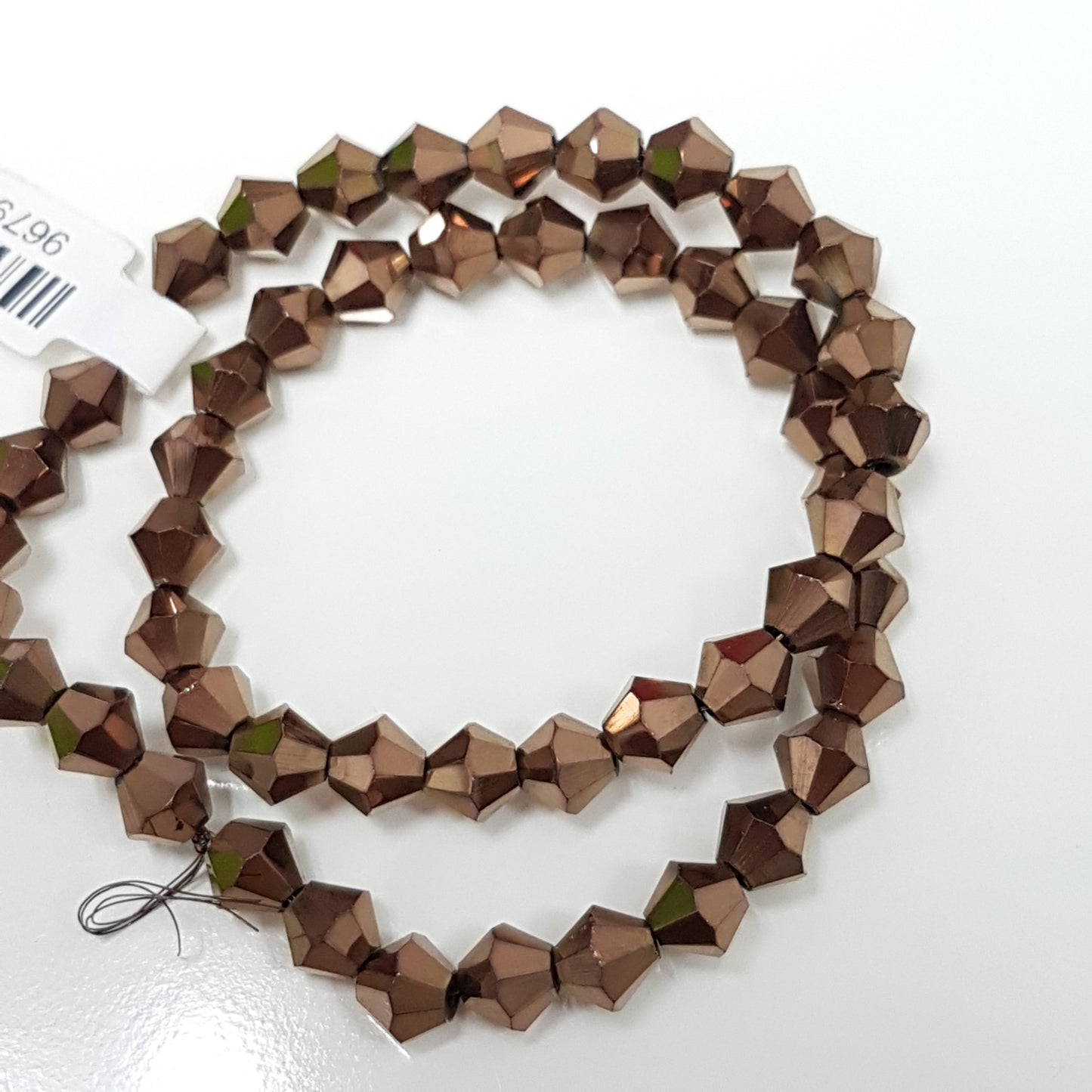 6mm Metallic Brown Glass Bicones