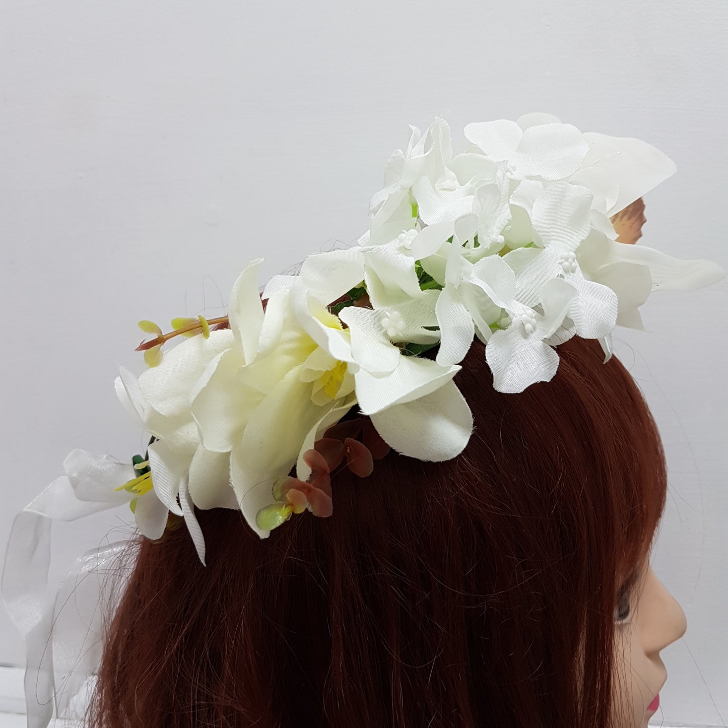 White Statement Floral Hair Crown