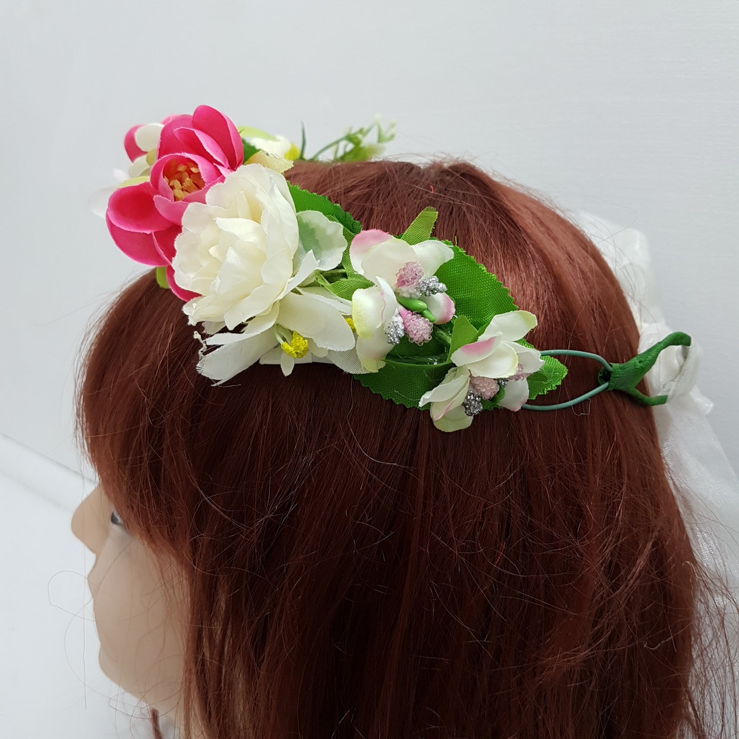 Hot Pink Floral Hair Crown