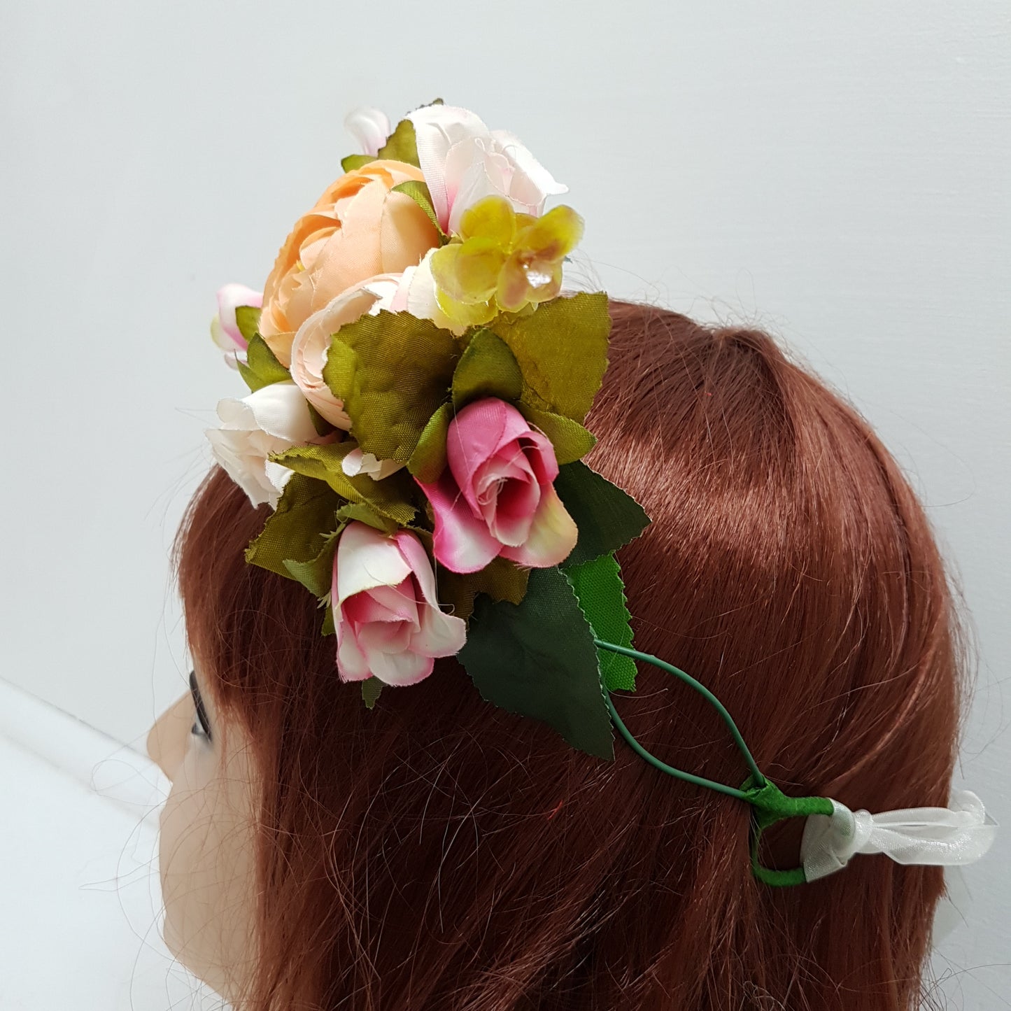 Pink and Peach Floral Hair Crown