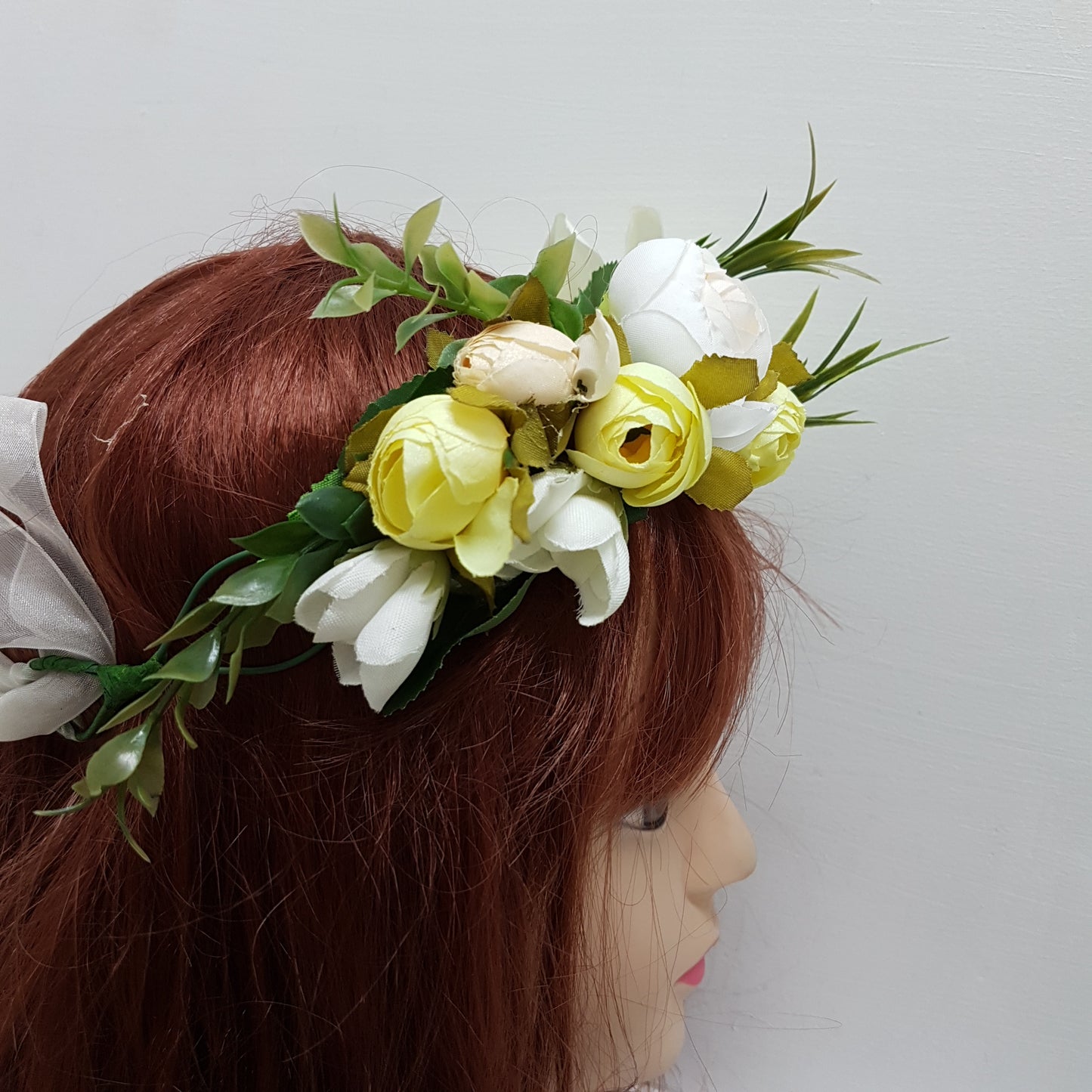 White and Yellow Floral Hair Crown