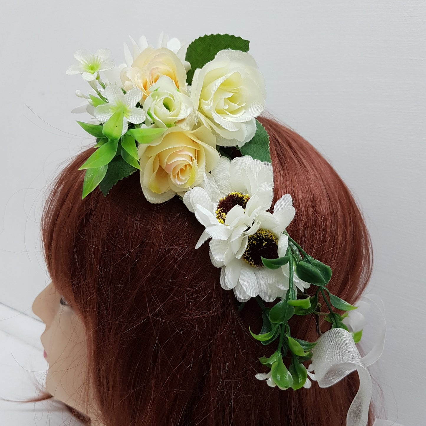 White Sunflower Floral Hair Crown