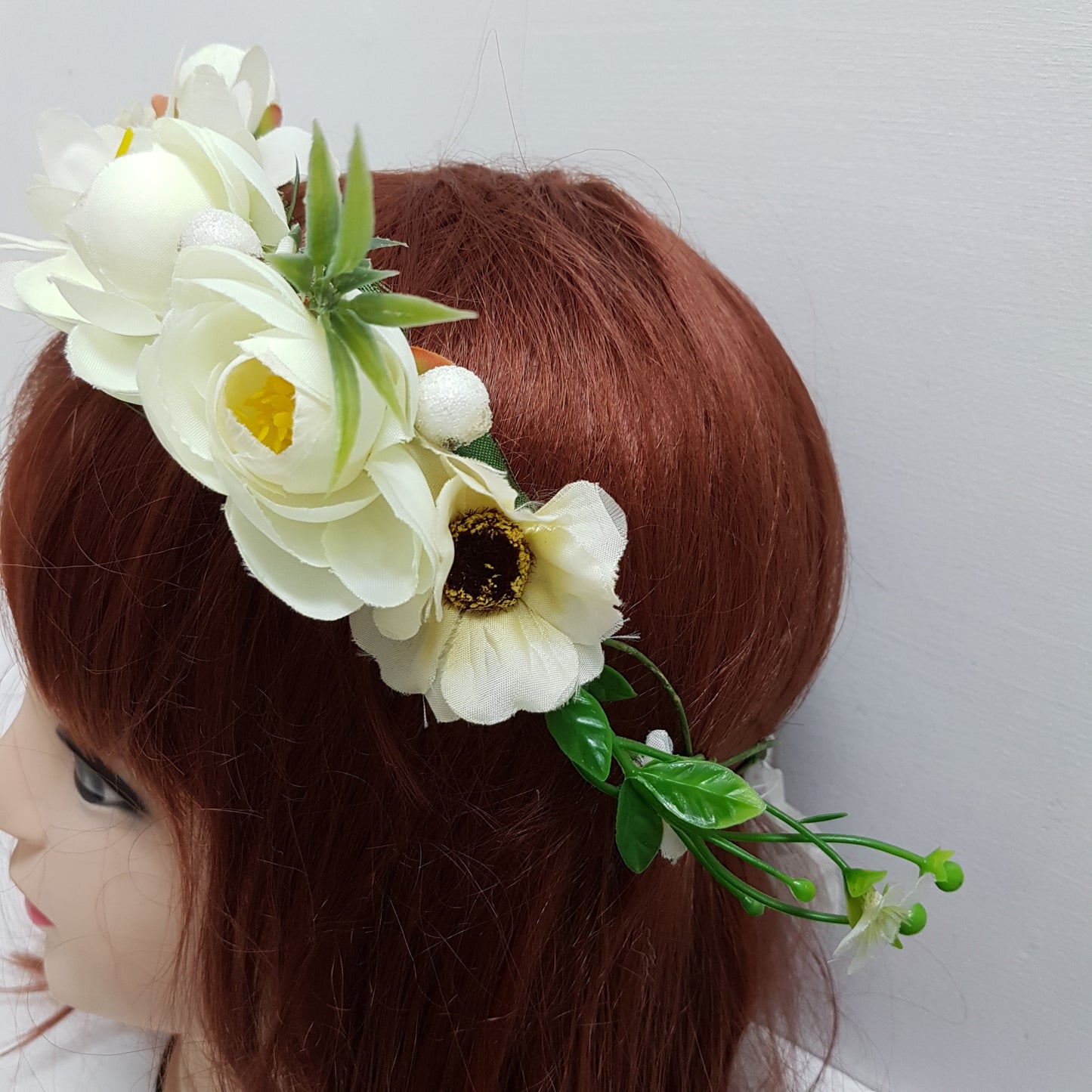 White Yellow Floral Hair Crown