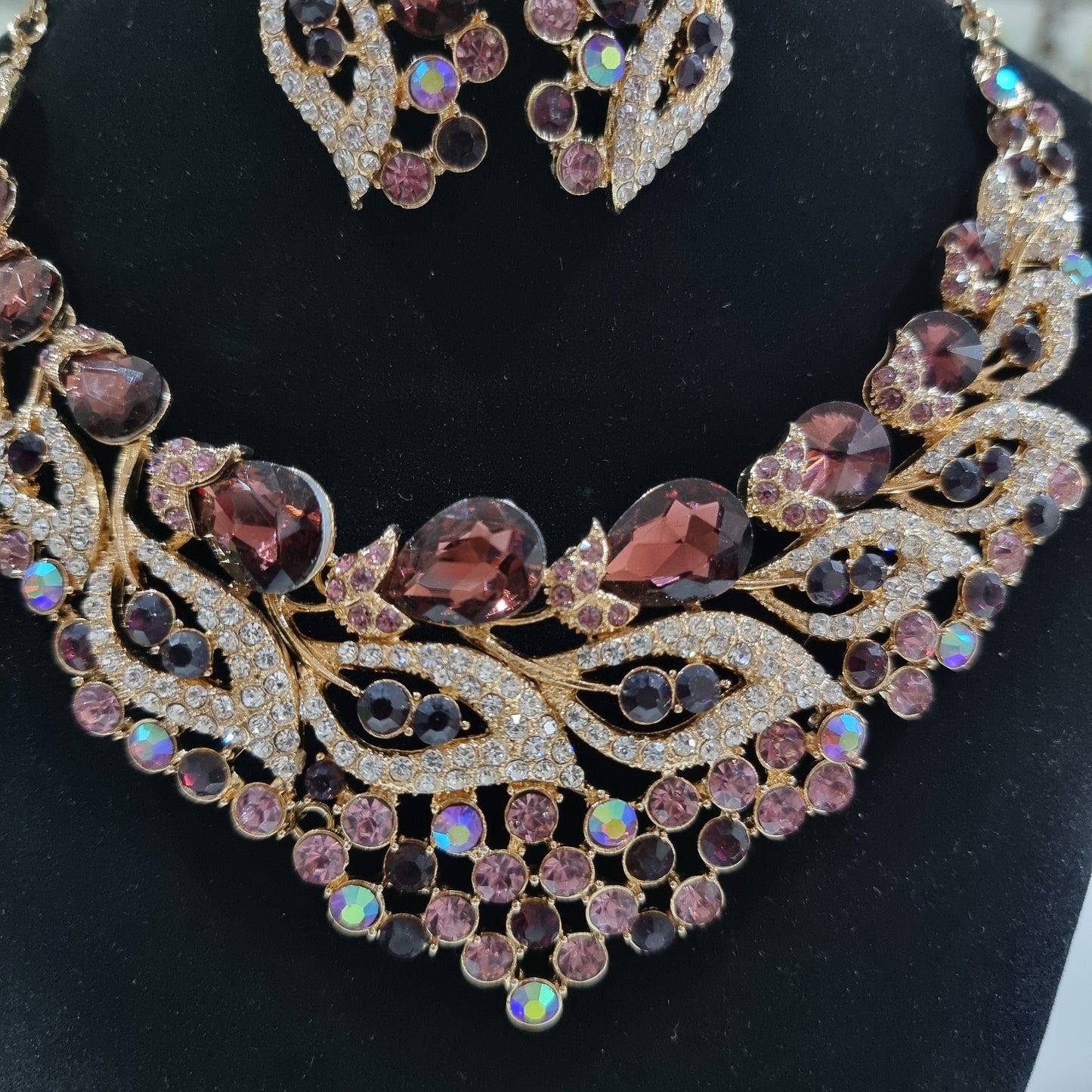 Purple Rhinestone Jewellery Set
