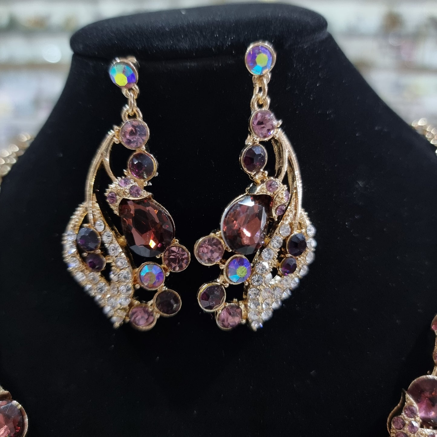 Purple Rhinestone Jewellery Set