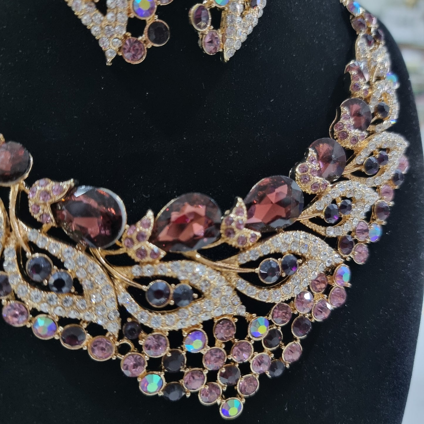 Purple Rhinestone Jewellery Set