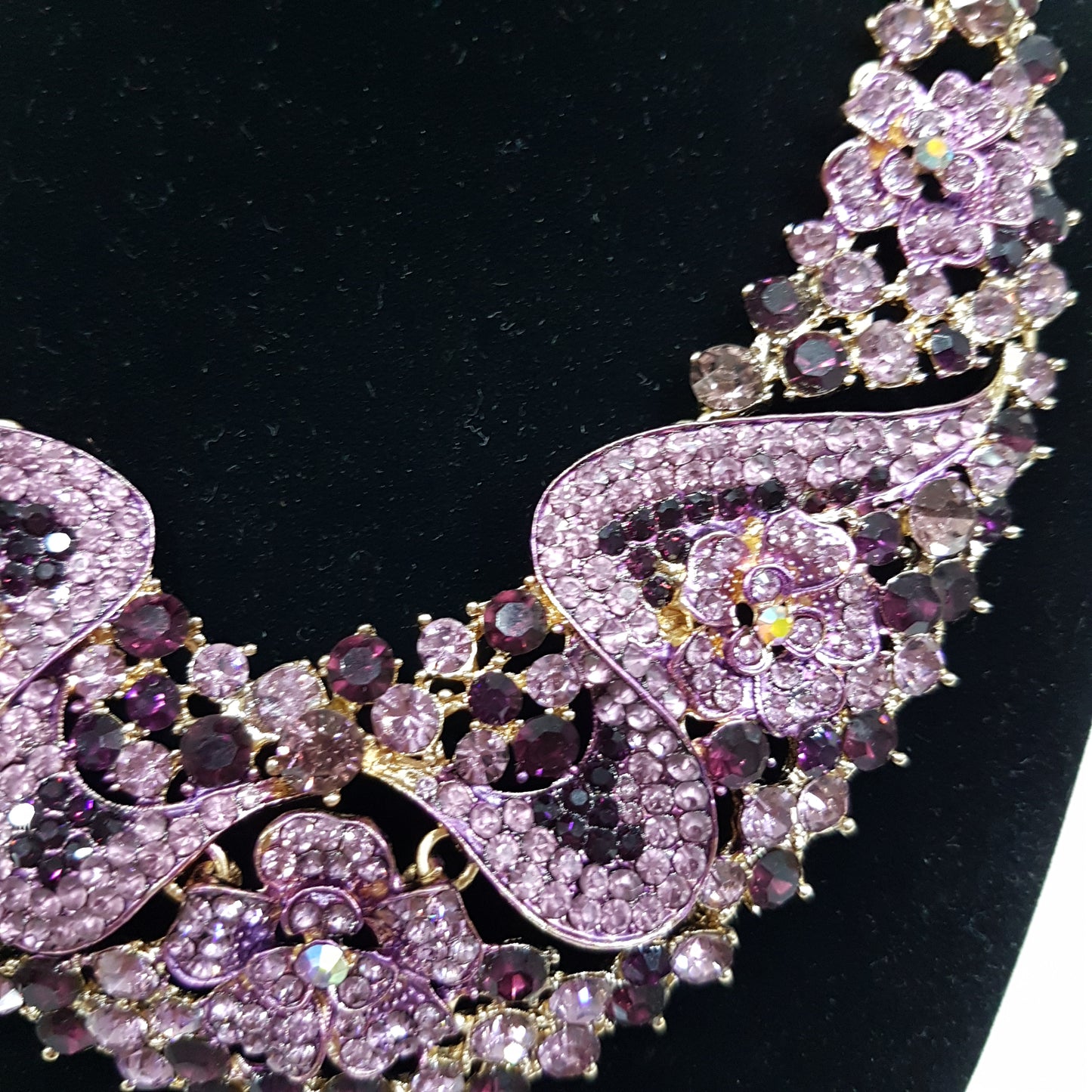 Purple Rhinestone Necklace Set