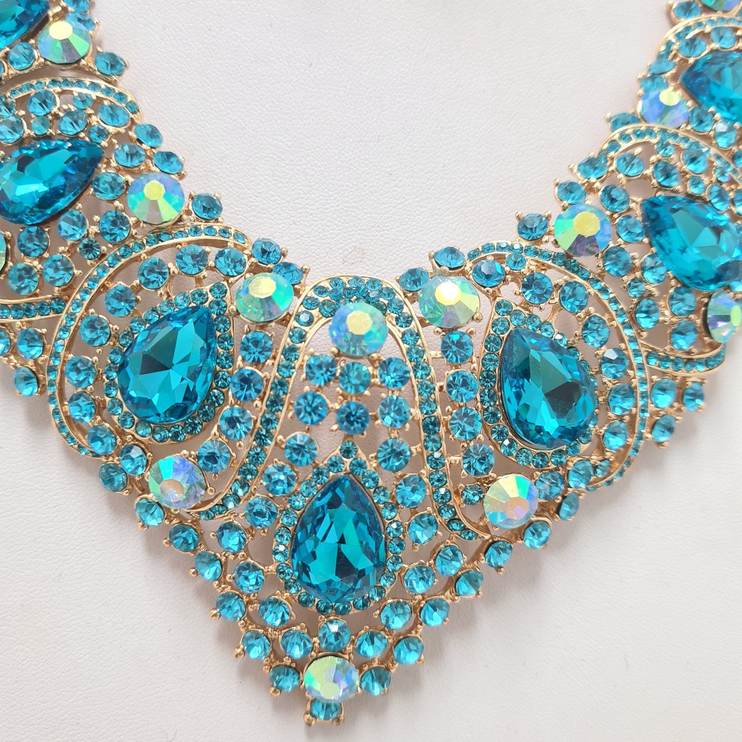 Blue Tear Drops Rhinestone Jewellery Set