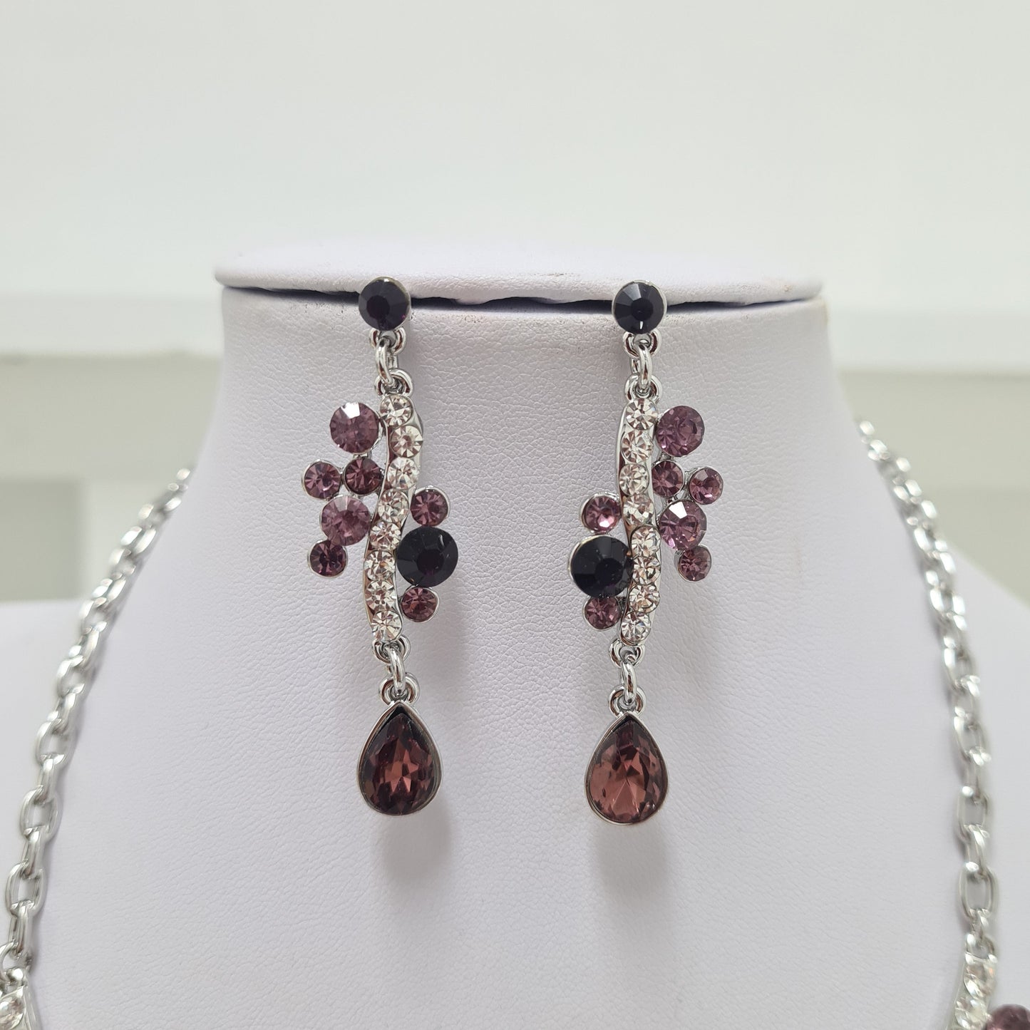 Purple Rhinestone Jewellery Set