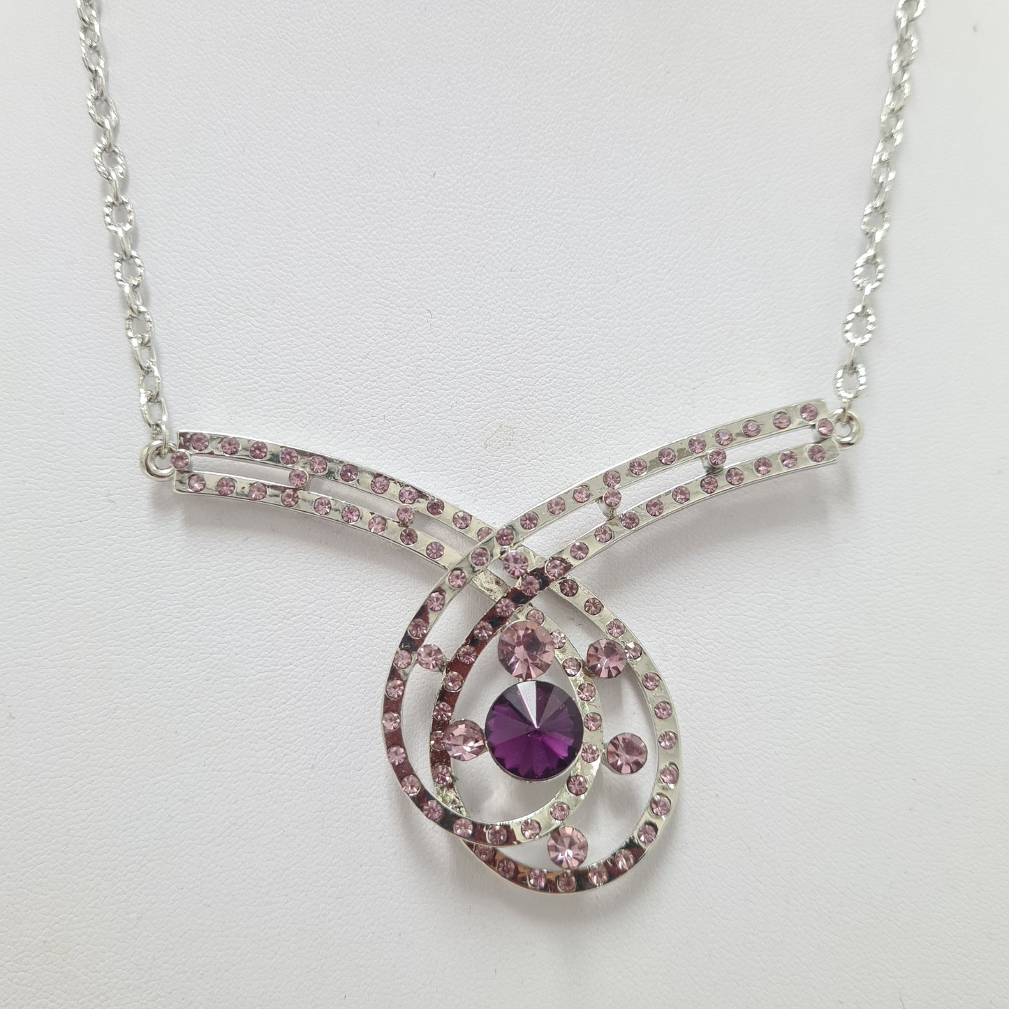 Purple Rhinestone Necklace Set