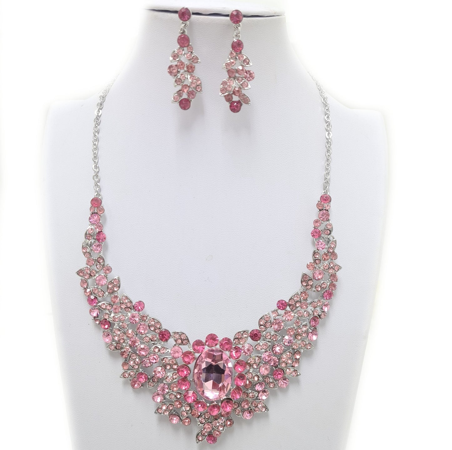 Pink Rhinestone Necklace Set