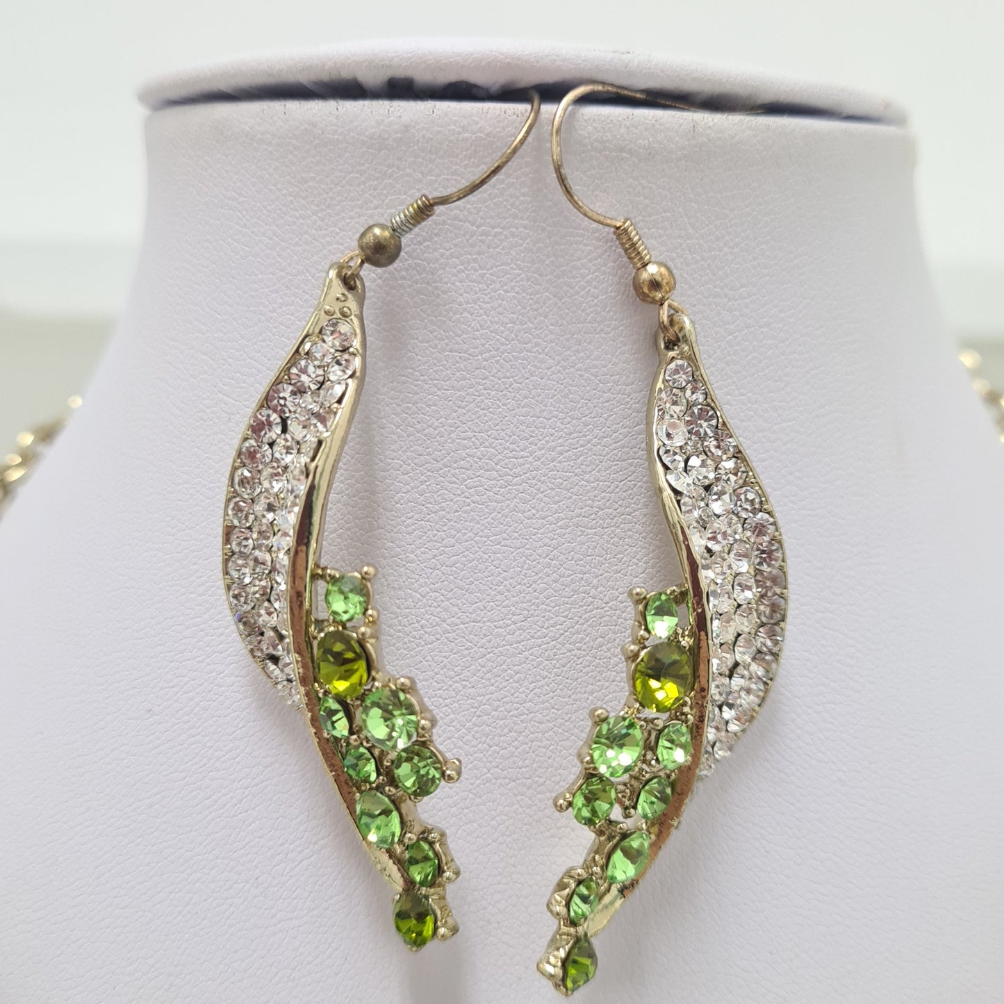 Green and Crystal Rhinestone Jewellery Set