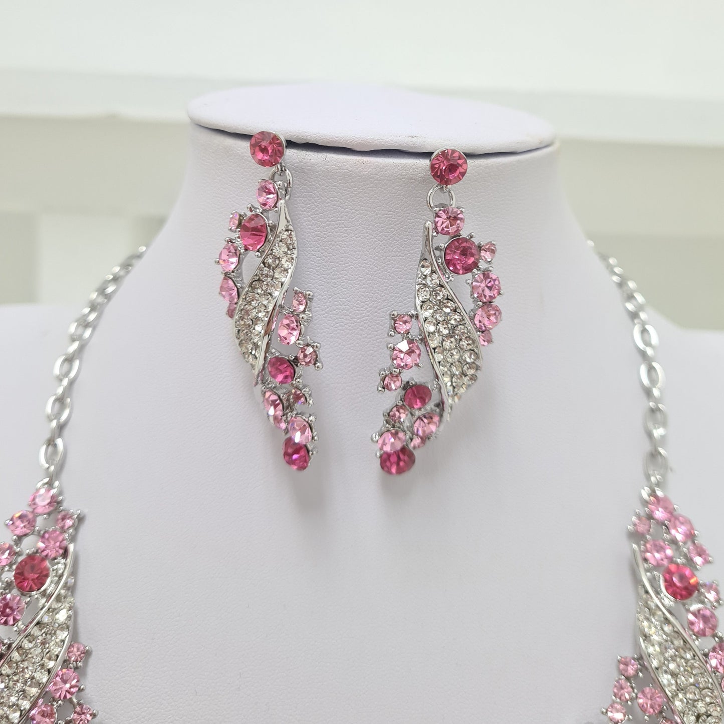 Pink Rhinestone Jewellery Set