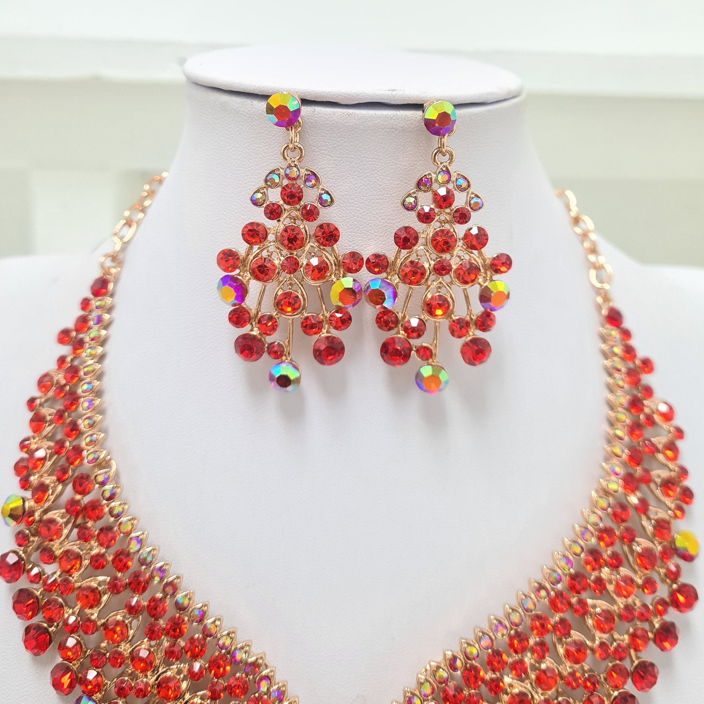 Red Rhinestone Jewellery Set