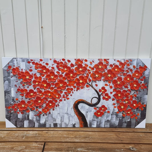 Oil Canvas Painting - Red Flowering Tree
