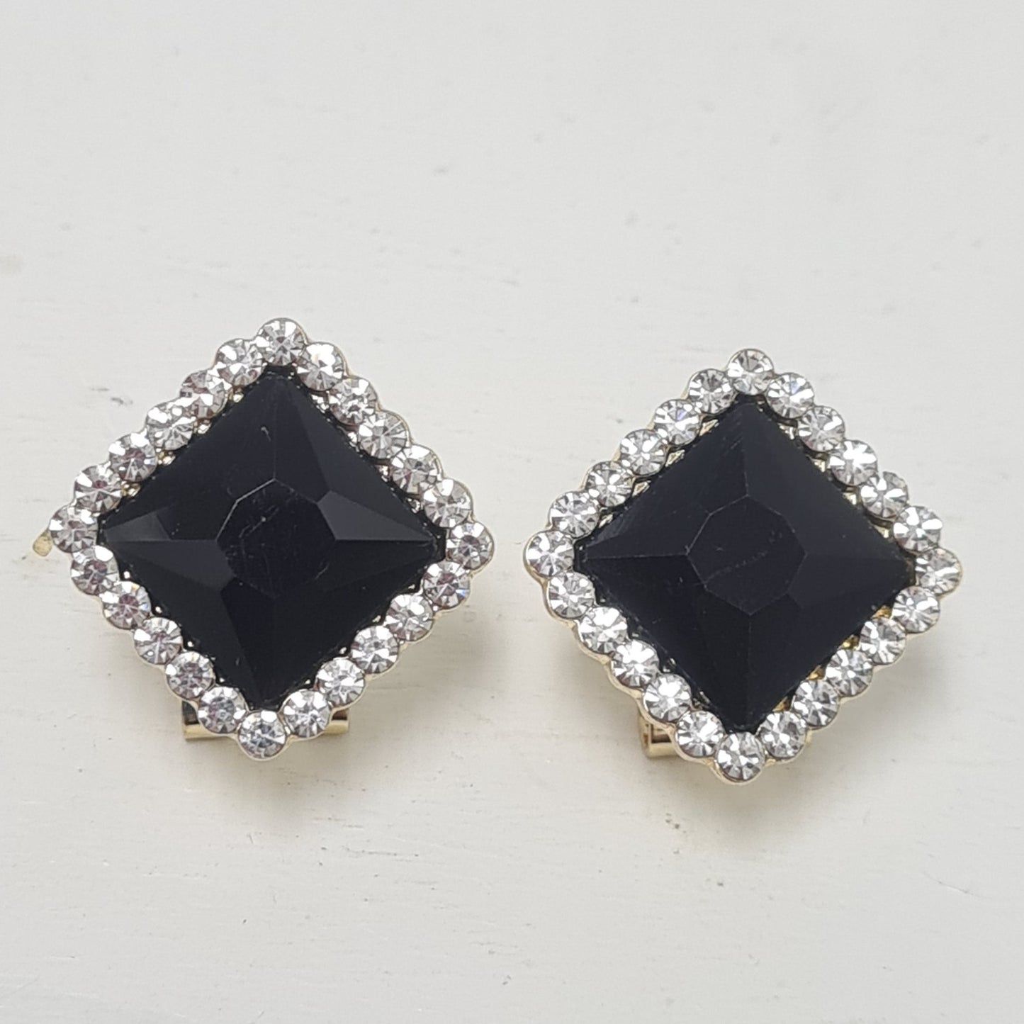 Black Rhinestone Diamante Earrings